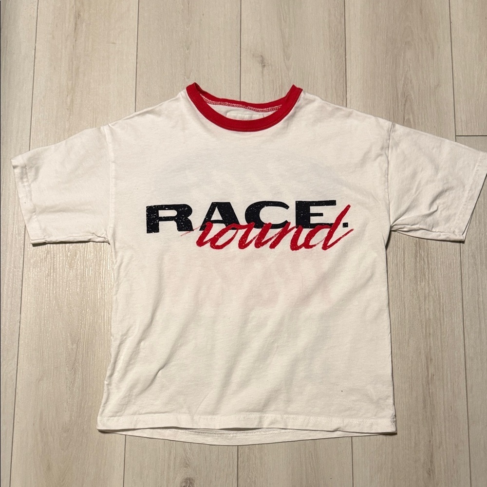 Zara Kids White & Red 'Race’ Graphic Tee size 11-12
